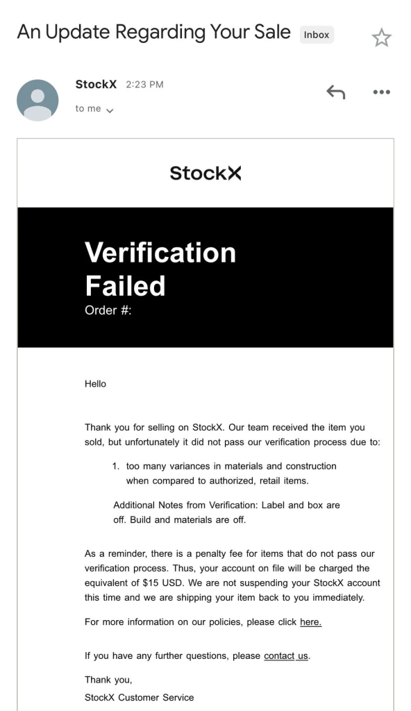 stock verification failed