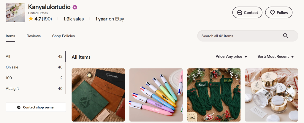 etsy shop name